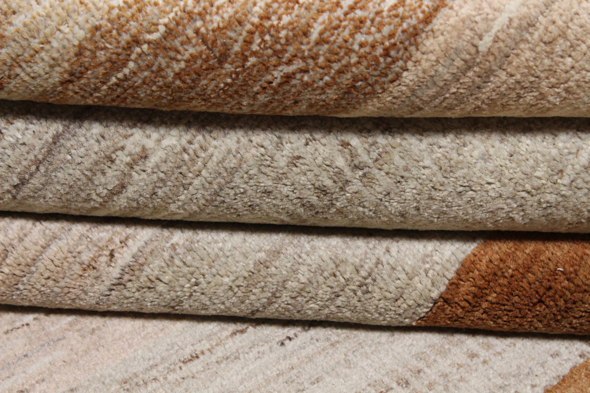 Beige Gabbeh Rug with Ochre Stripes, 300 × 236 cm, view 9.
