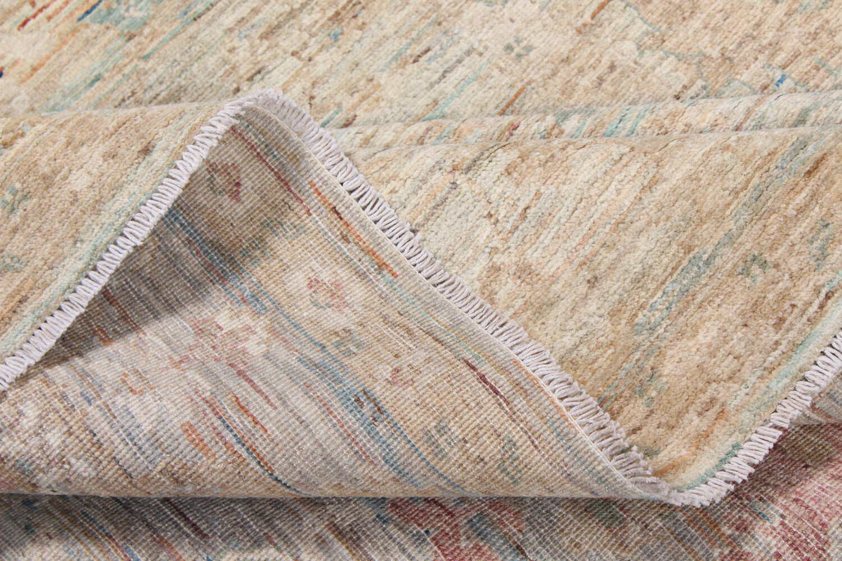 Cream Wool Rug with Subtle Blue Flowers, 310 × 245 cm, view 9.