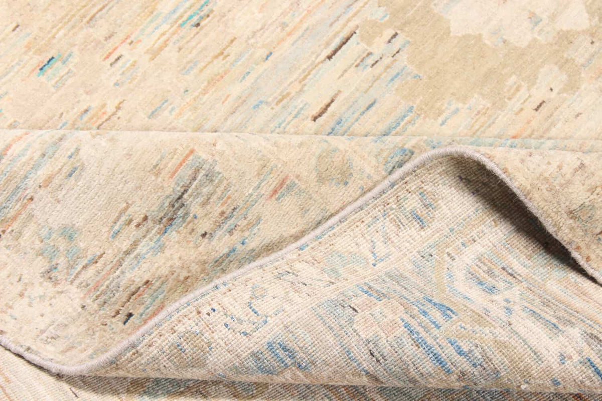Cream & Pastel Blue Abstract Wool Rug, 352 × 252 cm, view 7.
