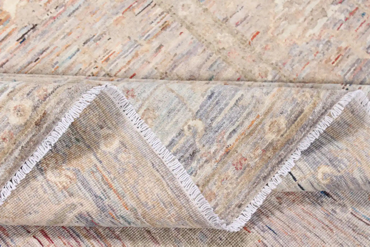 Cream Afghan Rug with Pink Patterning, 341 × 253 cm, view 9.