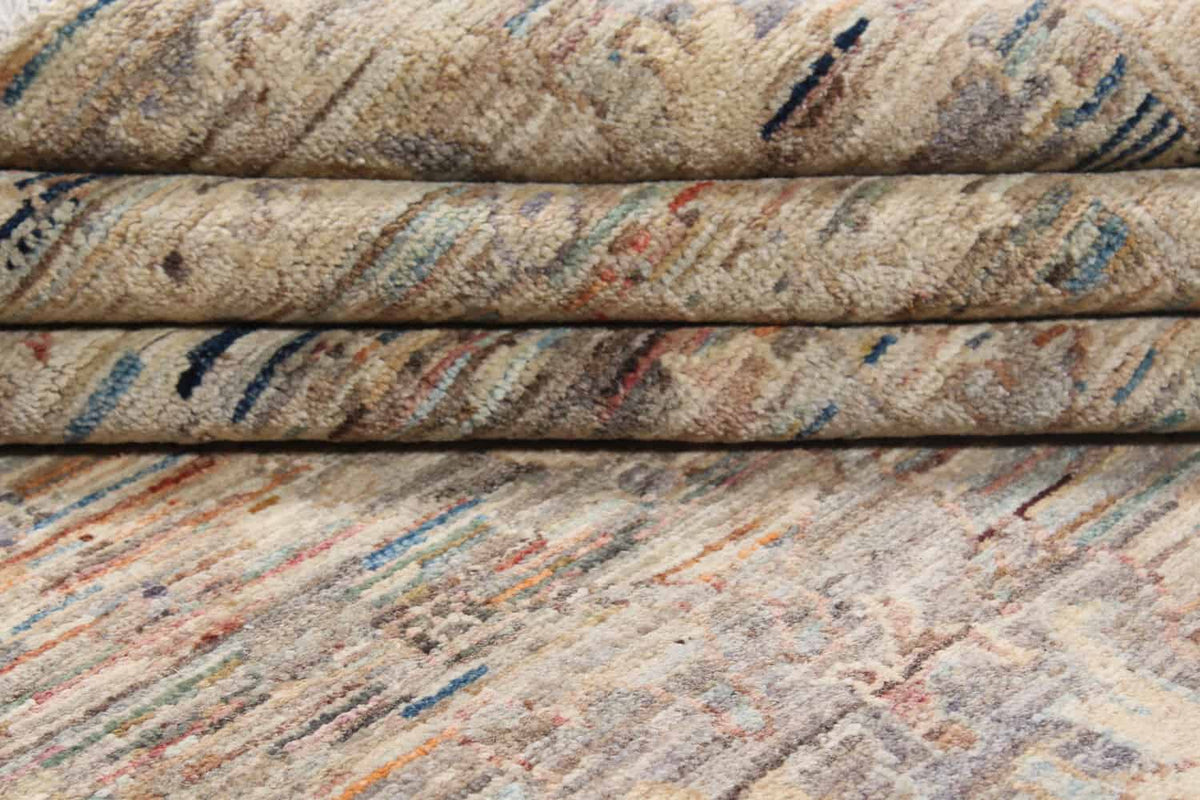 Light Afghan Rug with Beige & Gray Vines, 350 × 242 cm, view 9.