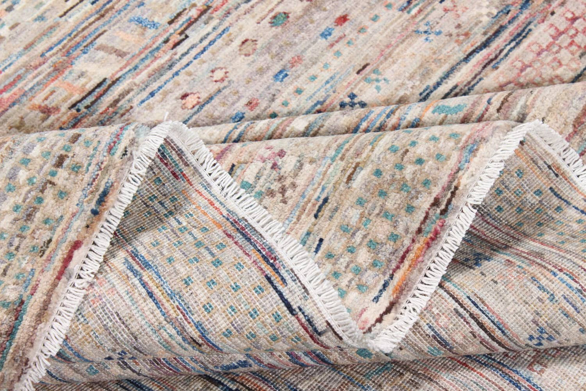 Abstract Afghan Rug with Brown & Pink Lines, 348 × 249 cm, view 10.
