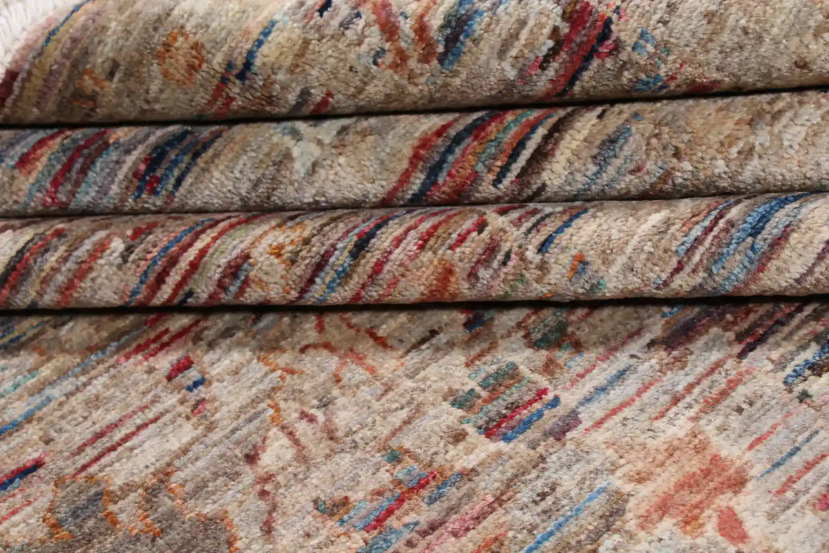 Gray & Mauve Afghan Rug with Fine Motifs, 363 × 276 cm, view 9.