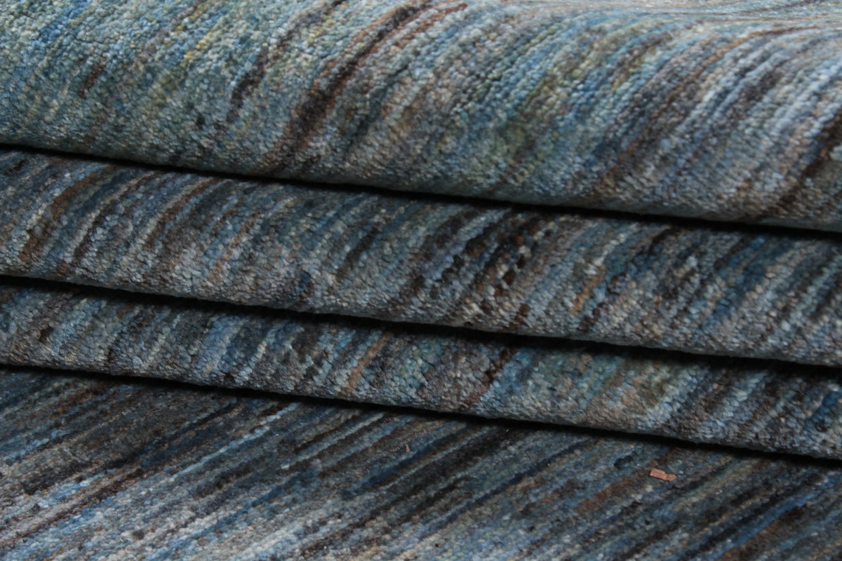 Blue Afghan Wool Rug with Fine Mottling, 298 × 245 cm, view 9.