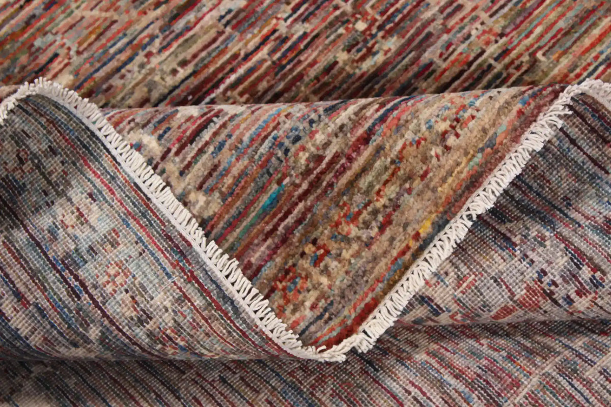 Berjasta Wool Rug with Rust Red Linear Pattern, 345 × 250 cm, view 9.