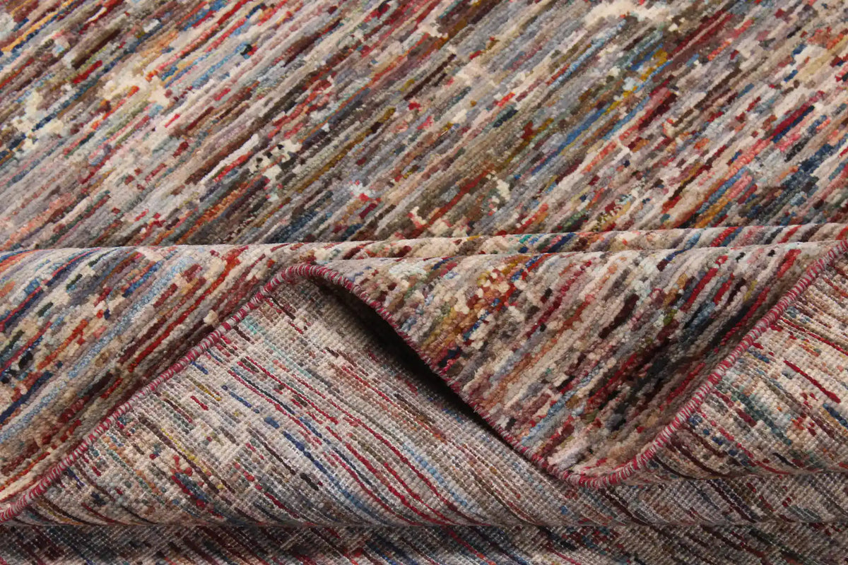 Dark Brown Berjasta Rug with Rust Lines, 364 × 254 cm, view 9.