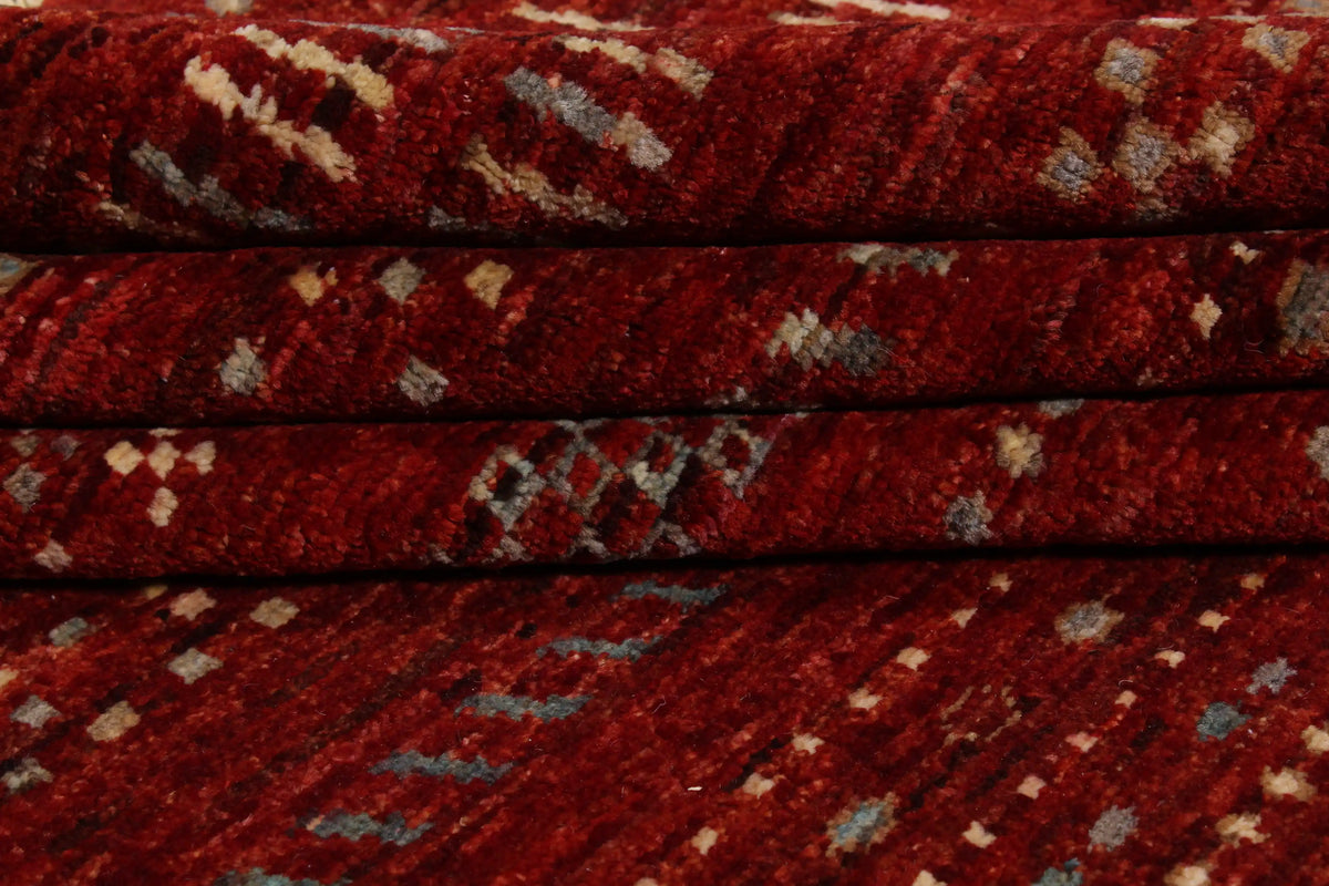 Red Berjasta Rug with Light Horizontal Lines, 416 × 316 cm, view 9.