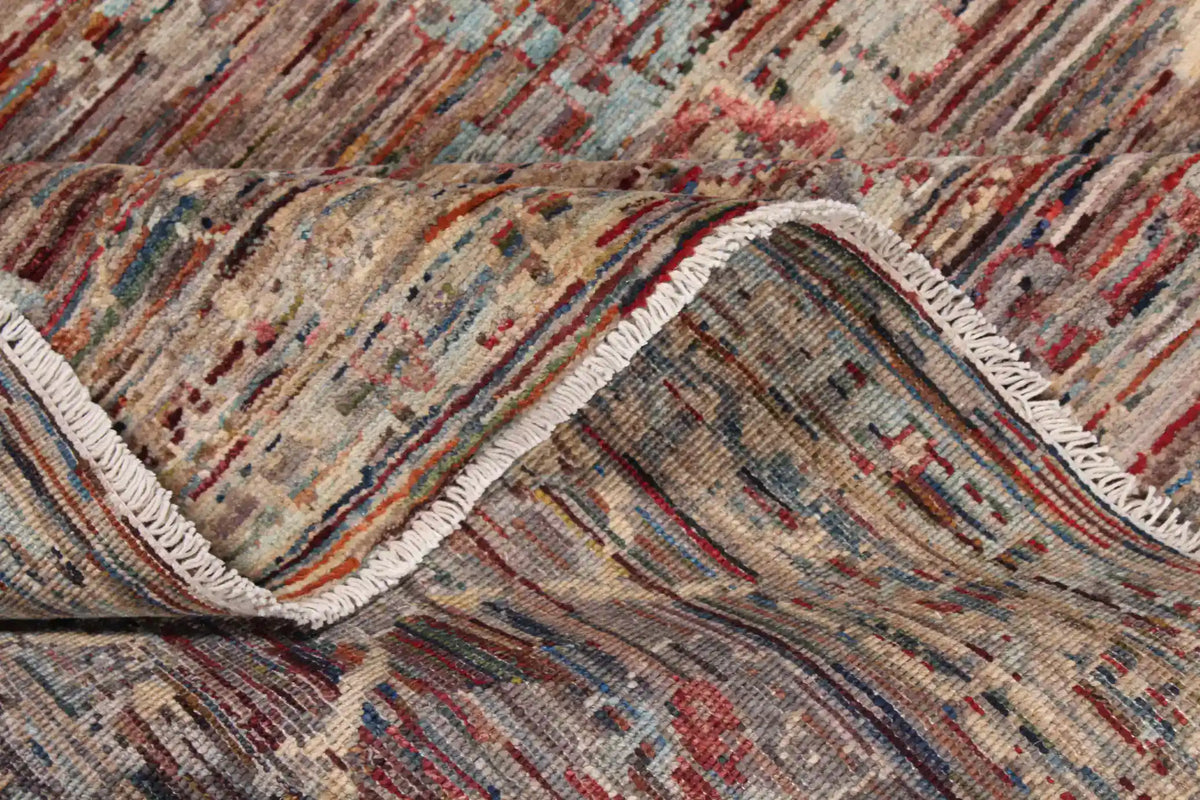 Brown Wool Rug with Fine Floral Detail, 354 × 271 cm, view 9.