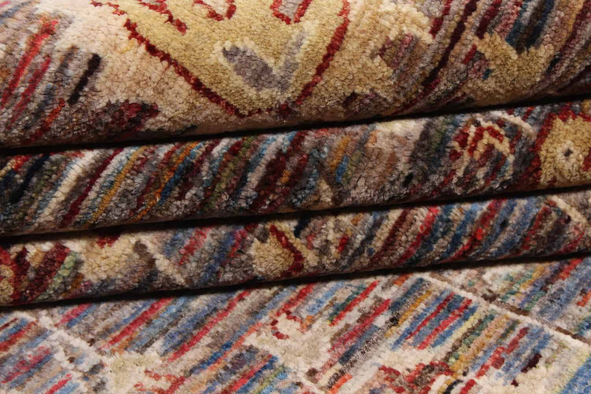 Brown Afghan Rug with Dense Floral Motifs, 345 × 248 cm, view 8.