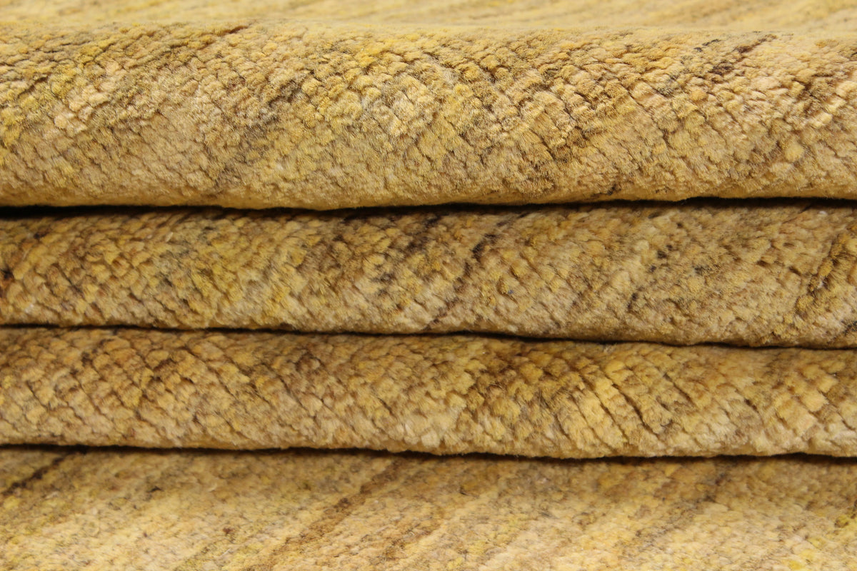 Golden Beige Wool Rug with a Quiet Field, 300 × 235 cm, view 9.