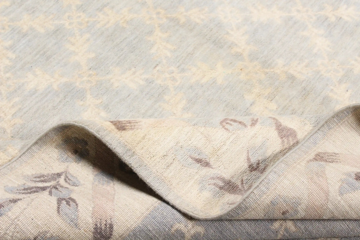 Light Blue Ziegler Rug with Diamond Lattice, 317 × 296 cm, view 8.
