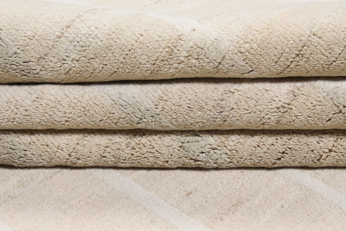 Cream Beige Afghan Rug with Lengthwise Lines, 308 × 235 cm, view 9.