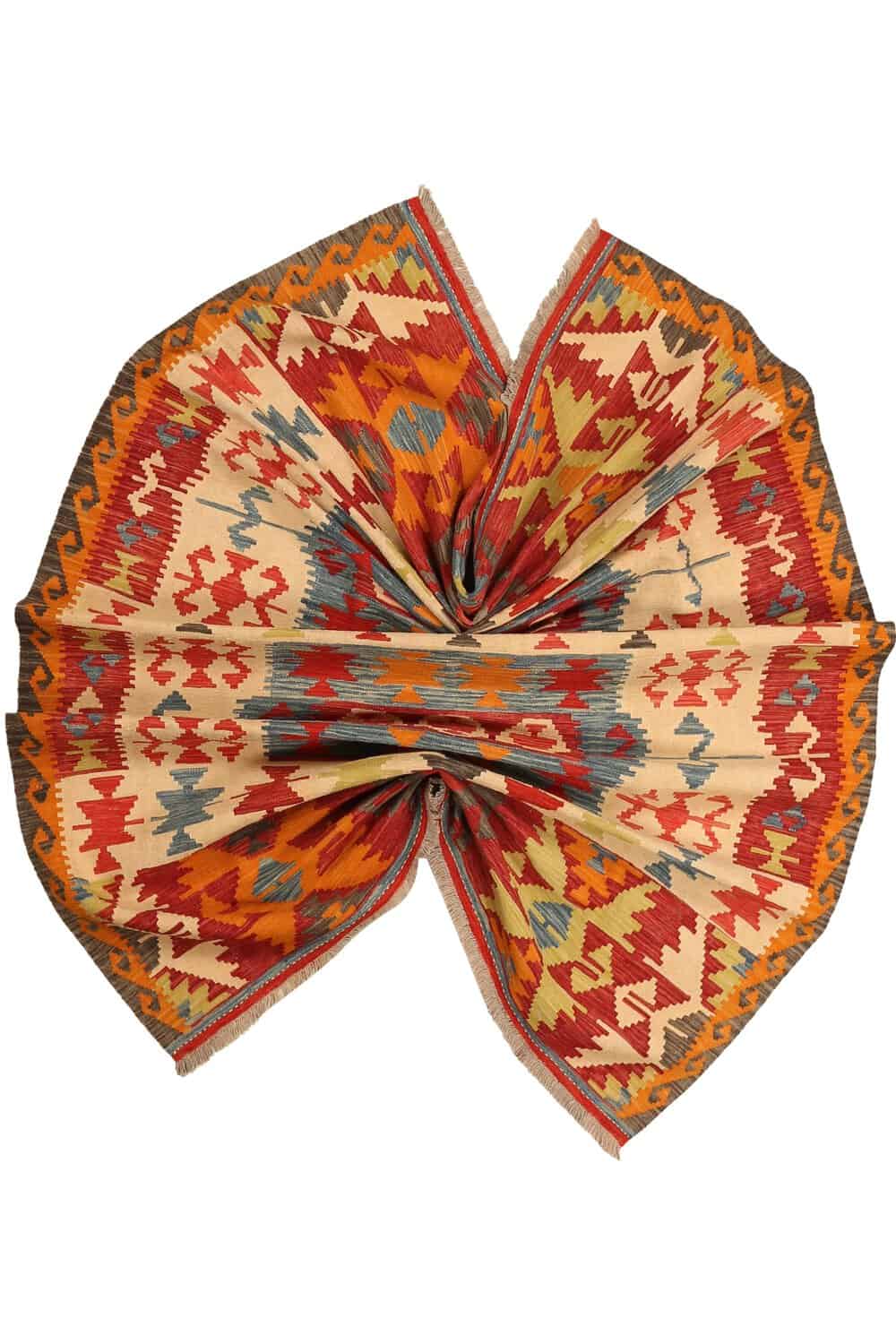 Red and Cream Medallion Kilim Rug, 295 × 204 cm — view 12