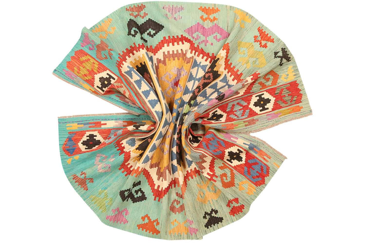 Turquoise Medallion Kilim Rug, 300 × 198 cm — view 9