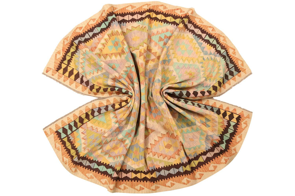 Pastel Kilim Rug with Dark Side Borders, 305 × 207 cm — view 9