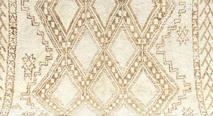 Detail of Cream Moroccan Rug with Taupe Diamonds, 254 × 170 cm.