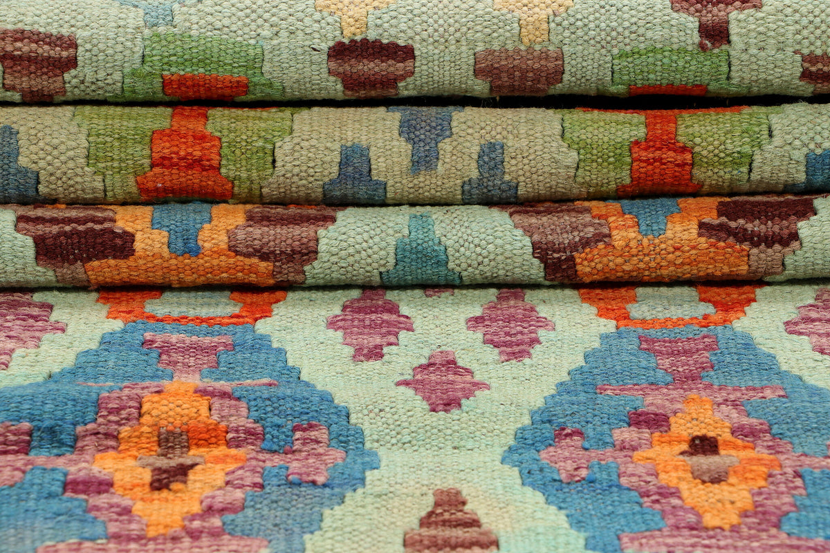 Mint Multicolor Motif Kilim Runner, 234 × 80 cm — detail 5
