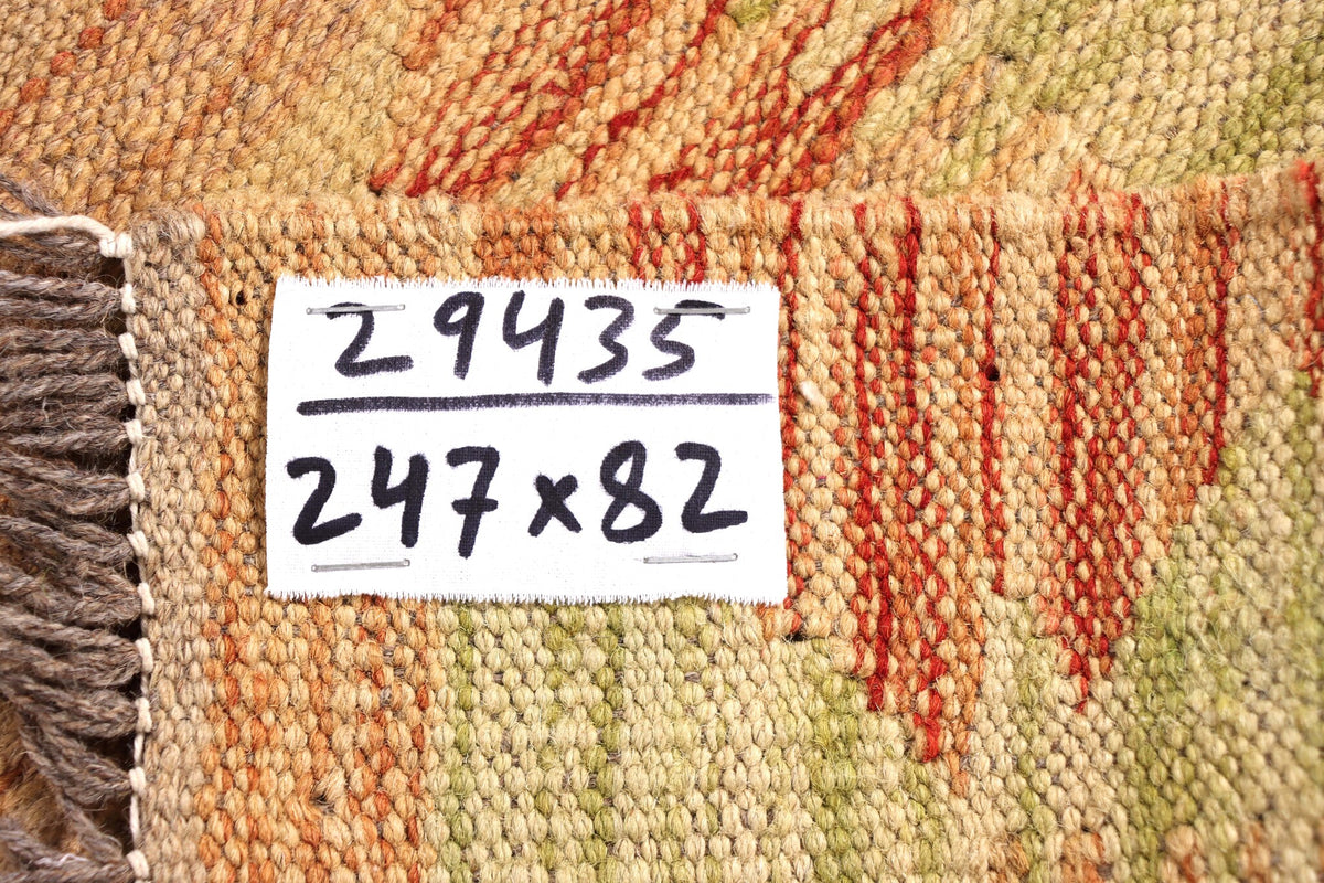 Apricot Pastel Diamond Kilim Runner, 247 × 82 cm — detail 4