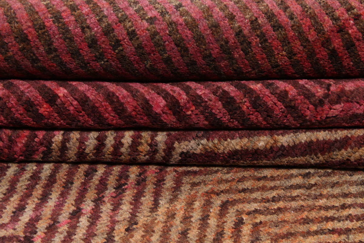 Rust Red Wool Rug with Fine Linear Detail, 307 × 235 cm, view 9.