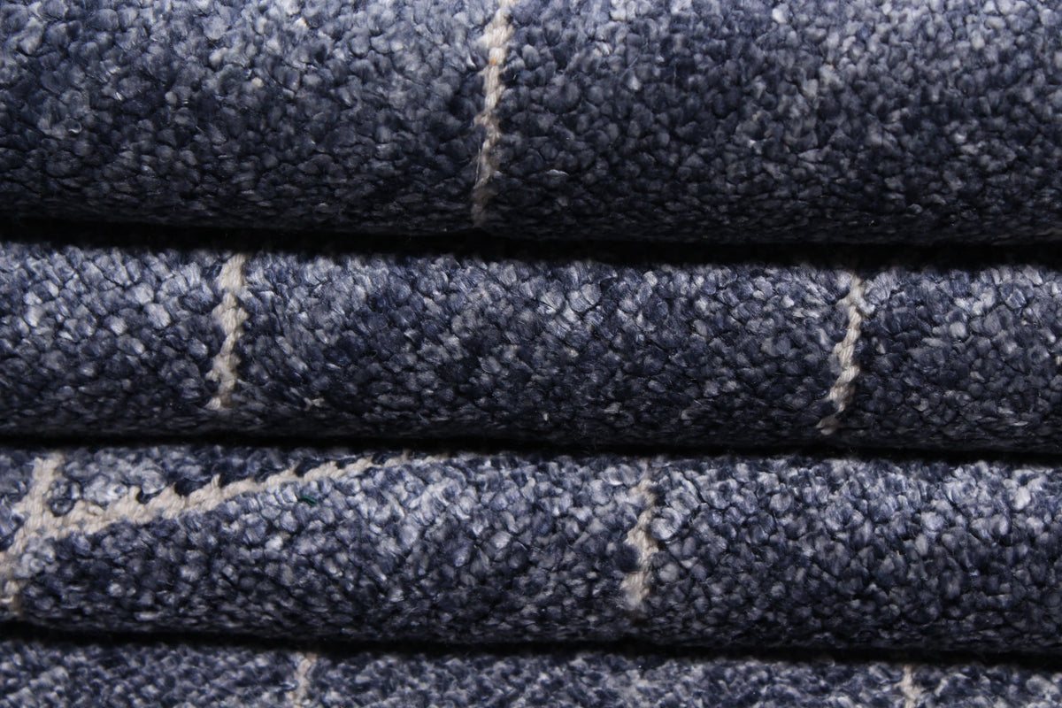 Blue Afghan Rug with a Fine Diamond Lattice, 300 × 238 cm, view 9.