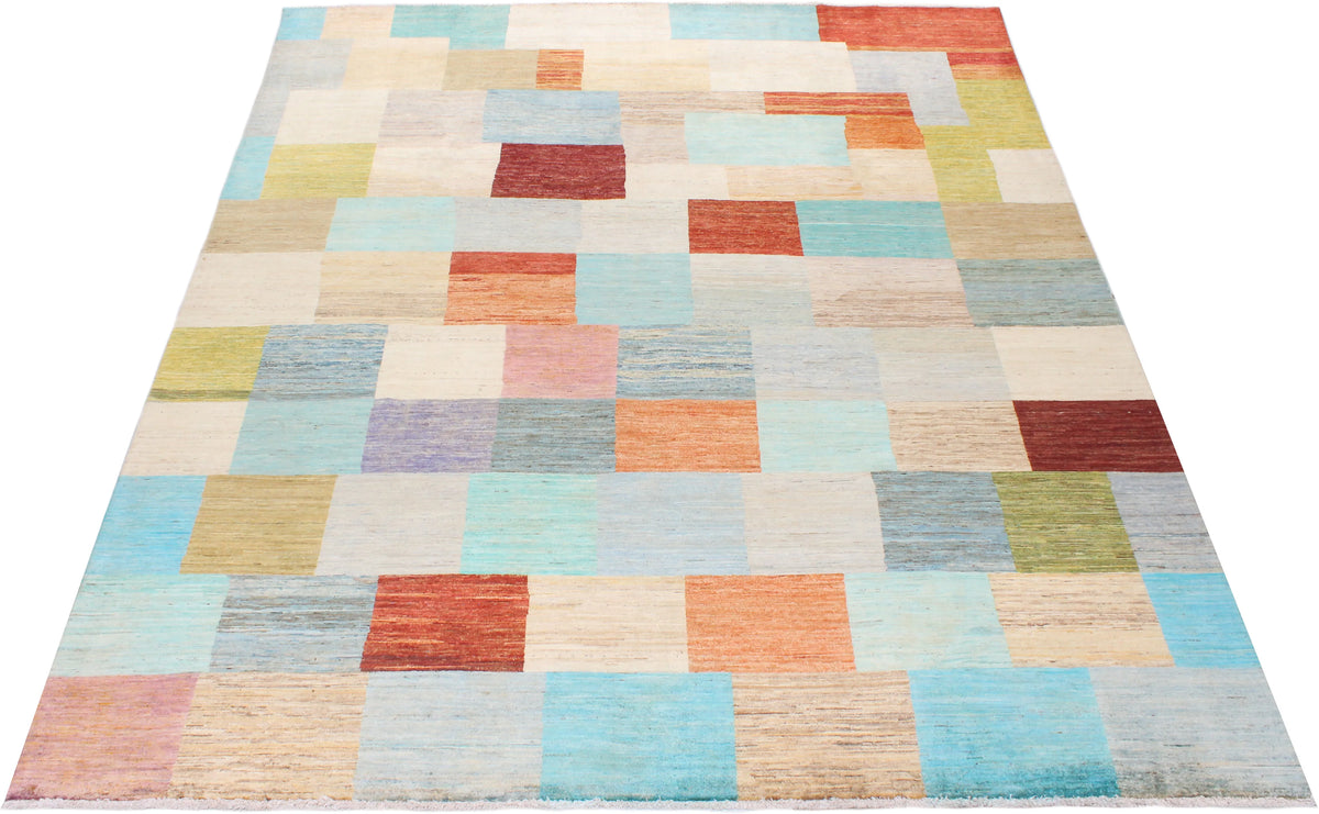 Gabbeh Rug with Colorful Rectangles, 299 × 248 cm, view 2.