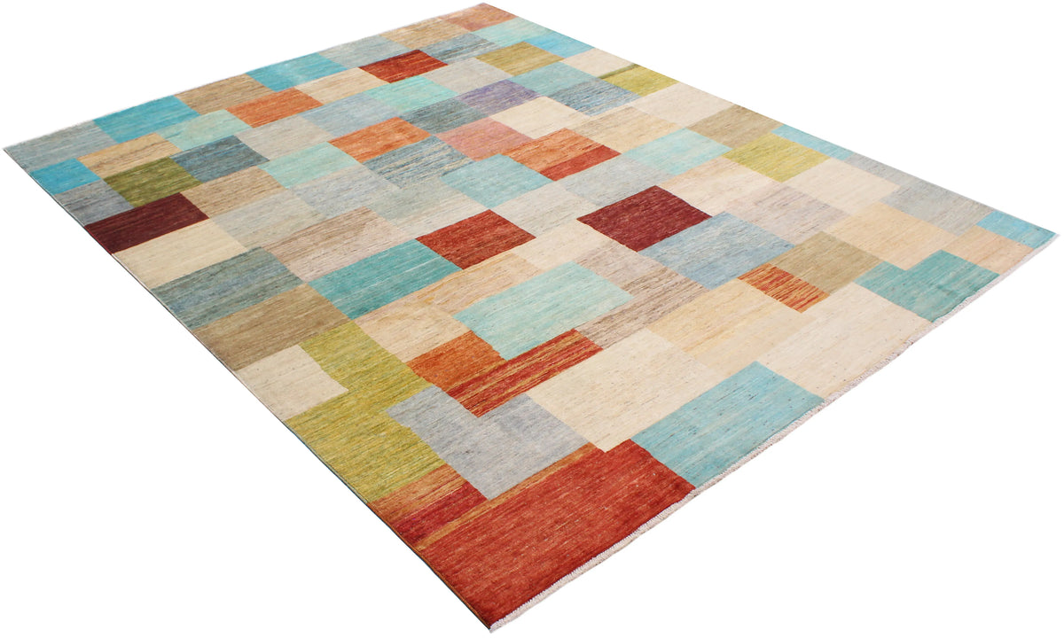 Gabbeh Rug with Colorful Rectangles, 299 × 248 cm, view 3.