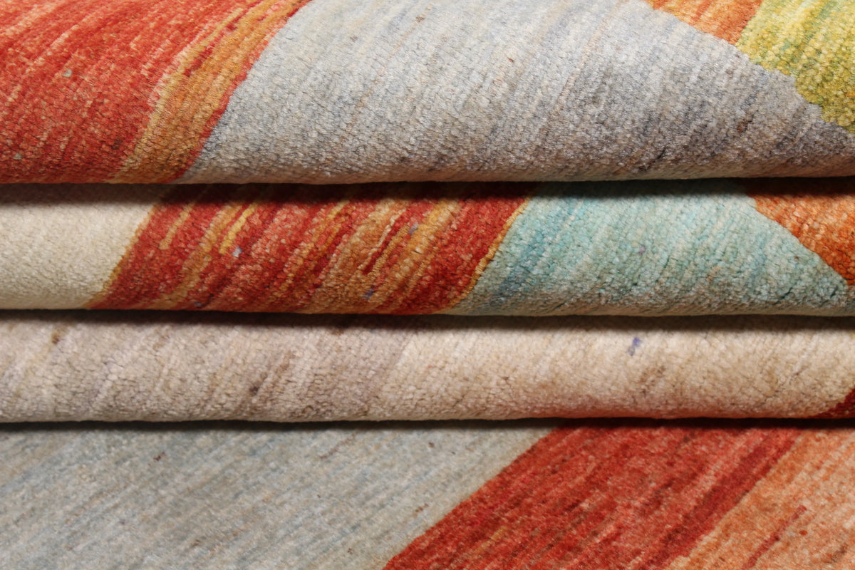 Gabbeh Rug with Colorful Rectangles, 299 × 248 cm, view 9.