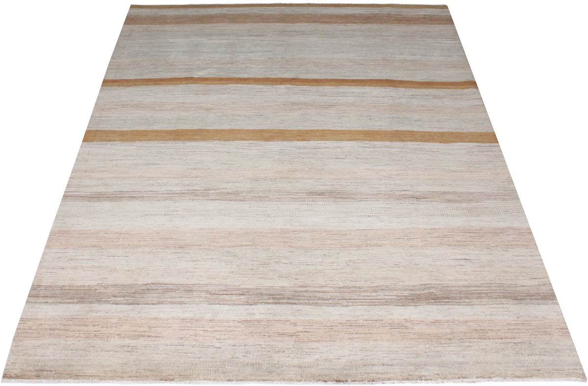 Beige Gabbeh Rug with Ochre Stripes, 300 × 236 cm, view 2.