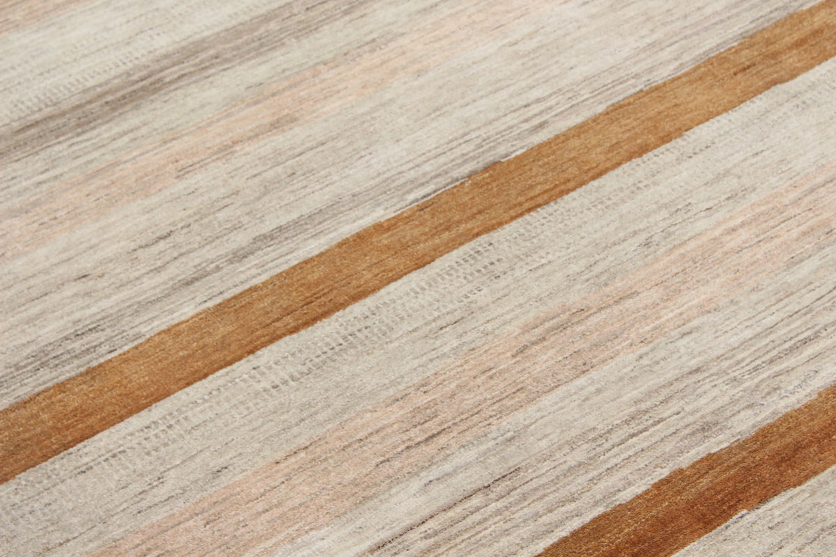 Beige Gabbeh Rug with Ochre Stripes, 300 × 236 cm, view 4.