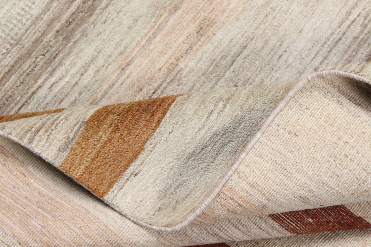 Beige Gabbeh Rug with Ochre Stripes, 300 × 236 cm, view 7.