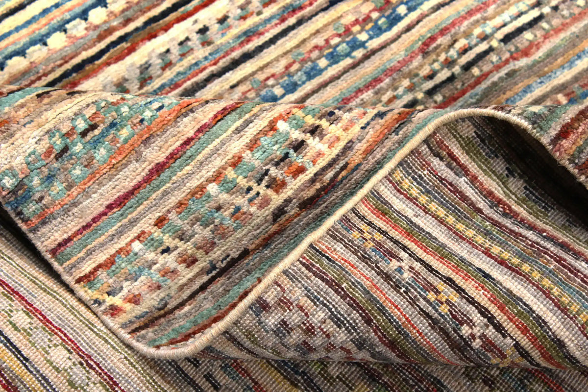 Berjasta Rug with Fine Multicolor Horizontal Stripes, 292 × 236 cm, view 9.