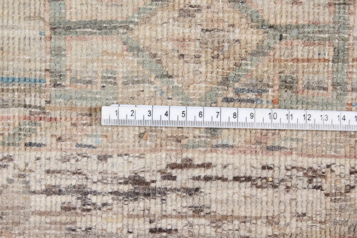 Gray-Brown Afghan Rug with Light Rosettes, 303 × 257 cm, view 9.