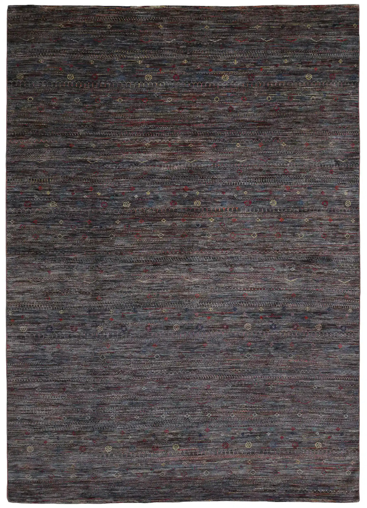 Charcoal Atash Rug with Color Flecks, 420 × 305 cm, overall view.