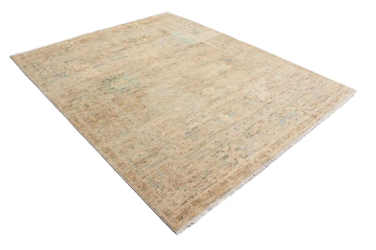 Beige Afghan Rug with Green Rosettes, 300 × 247 cm, view 3.
