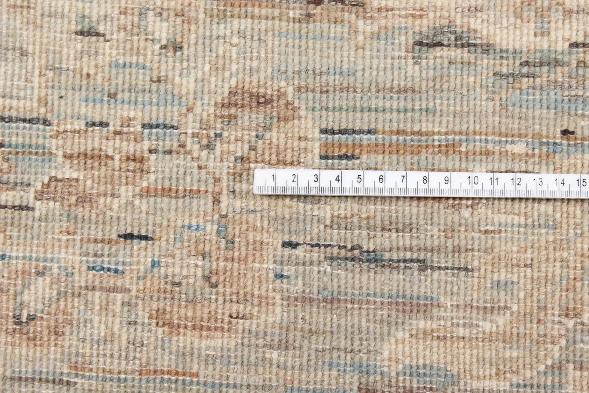 Beige Afghan Rug with Green Rosettes, 300 × 247 cm, view 7.