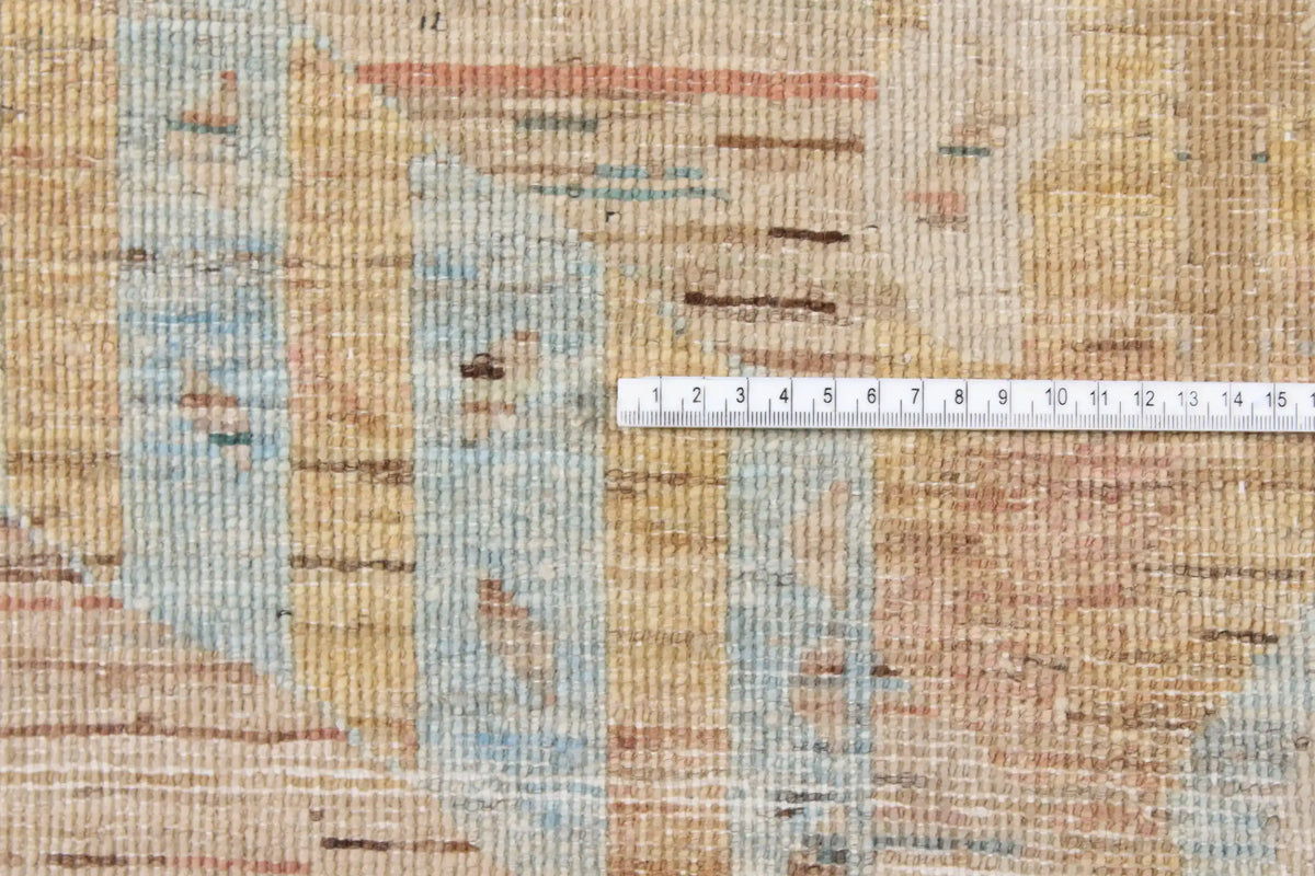 Afghan Rug with Large Sand & Blue Diamonds, 293 × 250 cm, view 7.