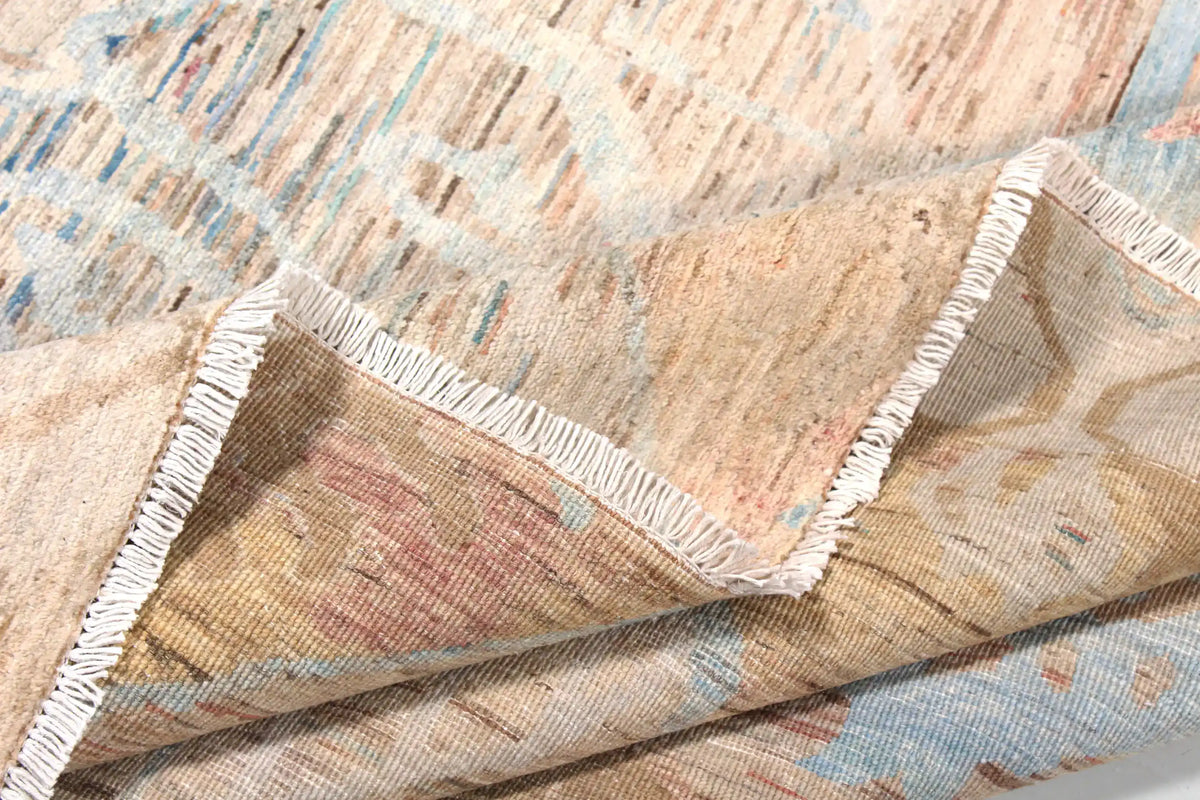 Afghan Rug with Large Sand & Blue Diamonds, 293 × 250 cm, view 9.