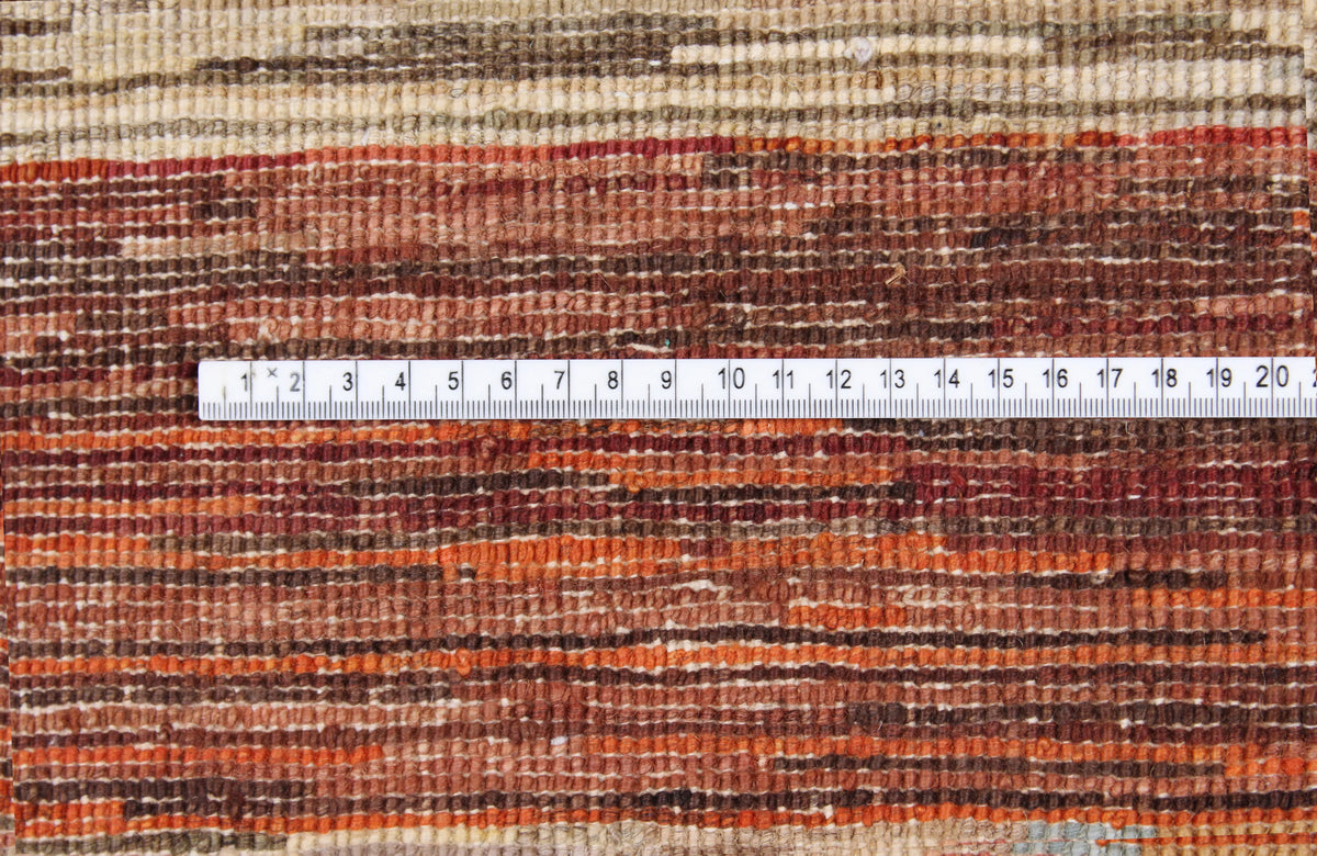 Multicolor Gabbeh Rug with Broad Horizontal Stripes, 306 × 262 cm, view 6.