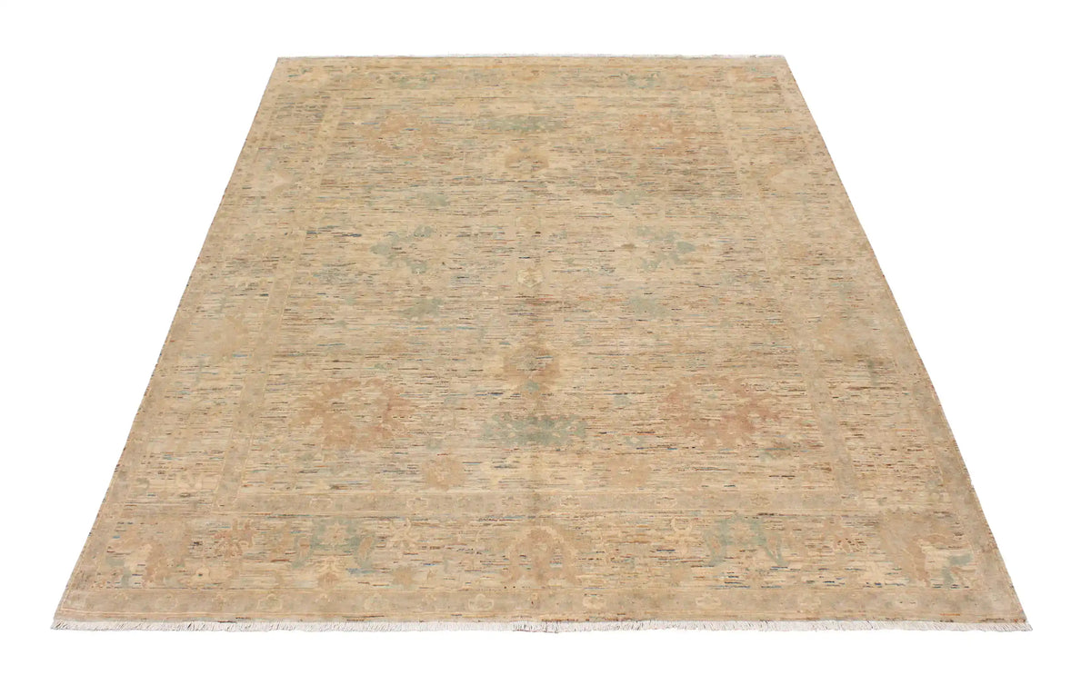 Sand Afghan Rug with Subtle Flowers, 303 × 248 cm, view 2.