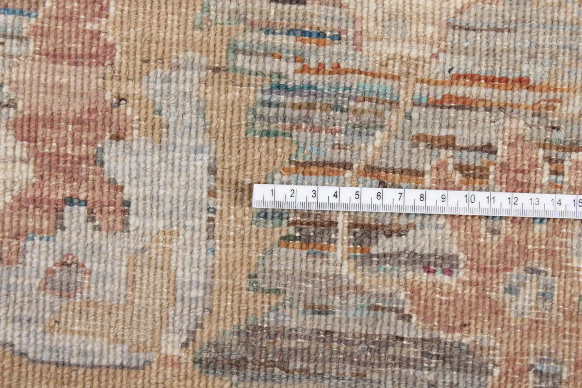 Sand Afghan Rug with Subtle Flowers, 303 × 248 cm, view 7.