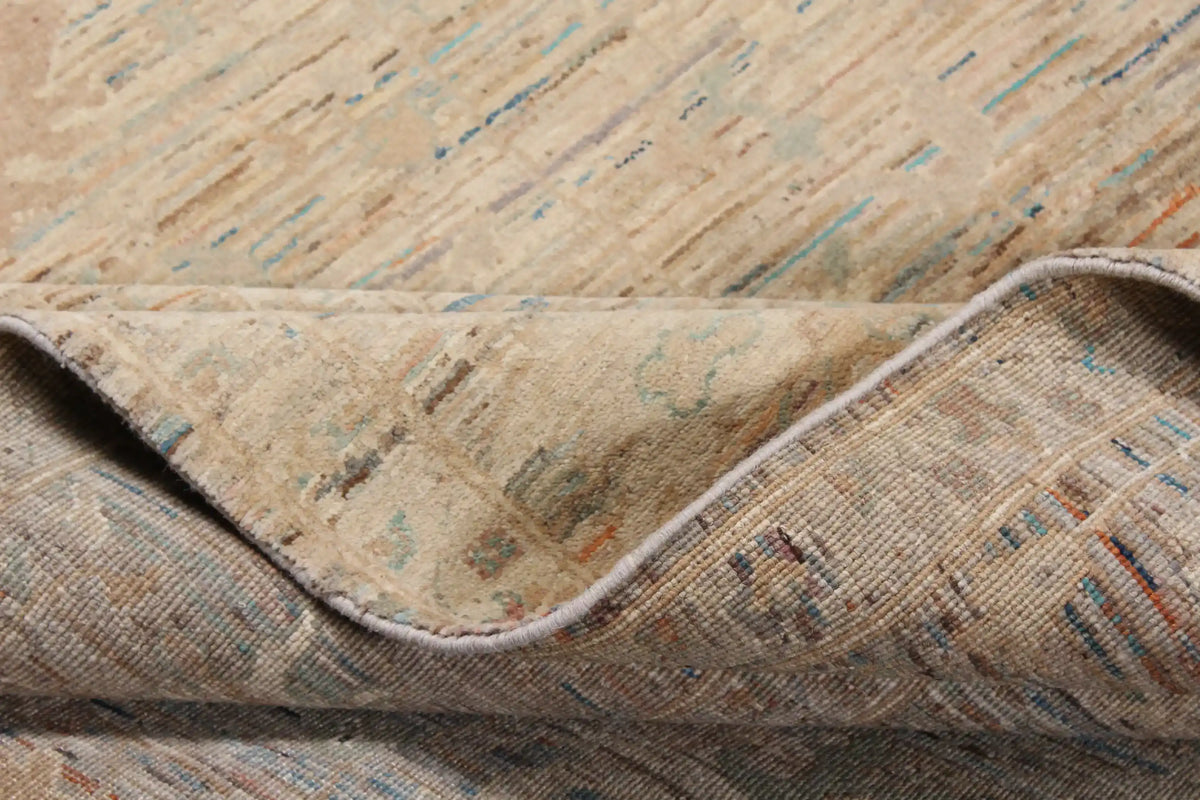 Sand Afghan Rug with Subtle Flowers, 303 × 248 cm, view 8.