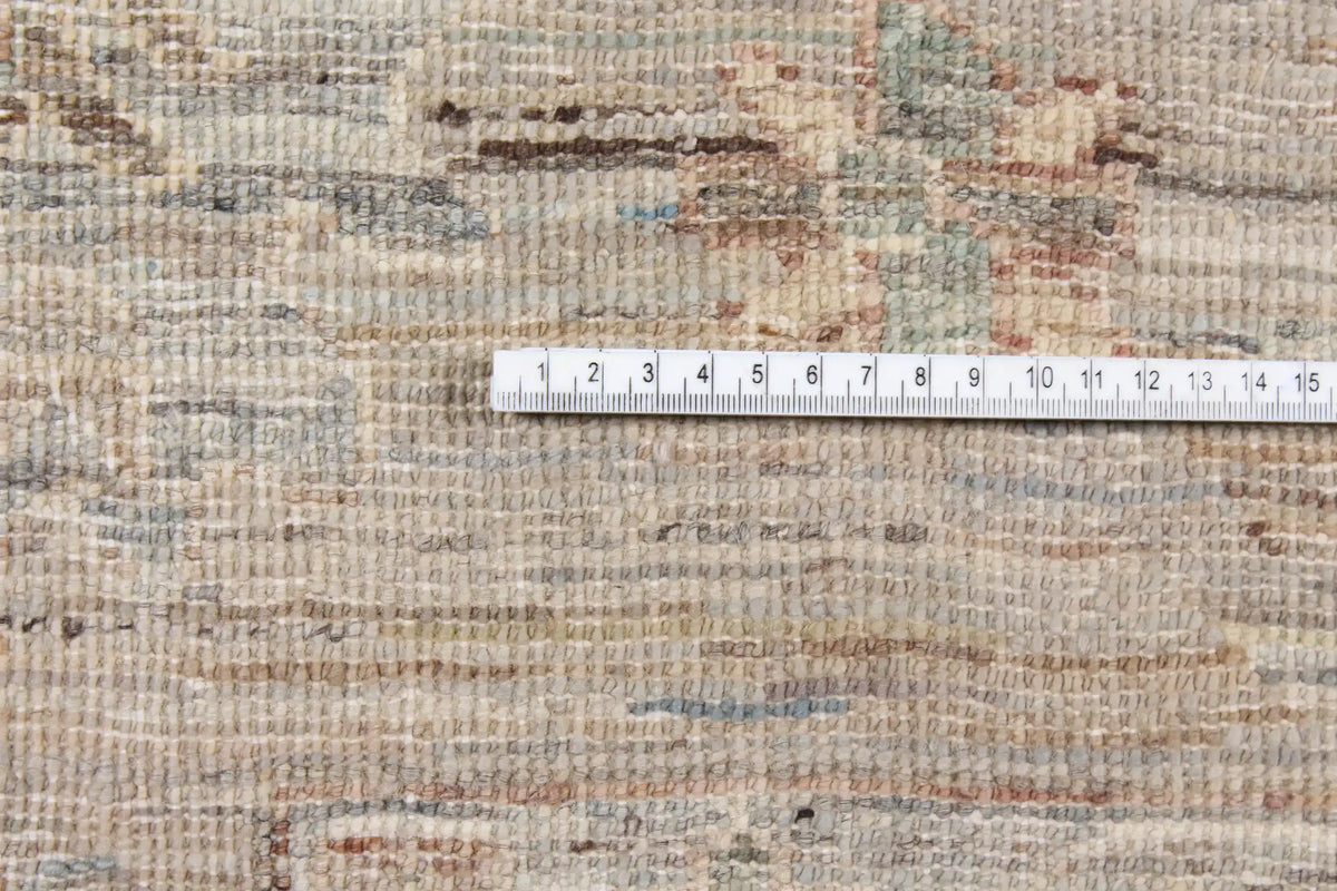 Beige Afghan Rug with Light Floral Border, 291 × 250 cm, view 6.