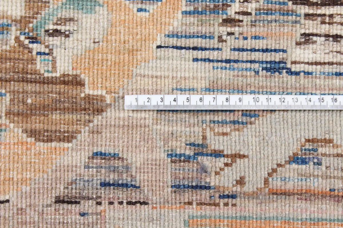 Light Blue Afghan Rug with Colorful Abstract Flowers, 316 × 240 cm, view 8.