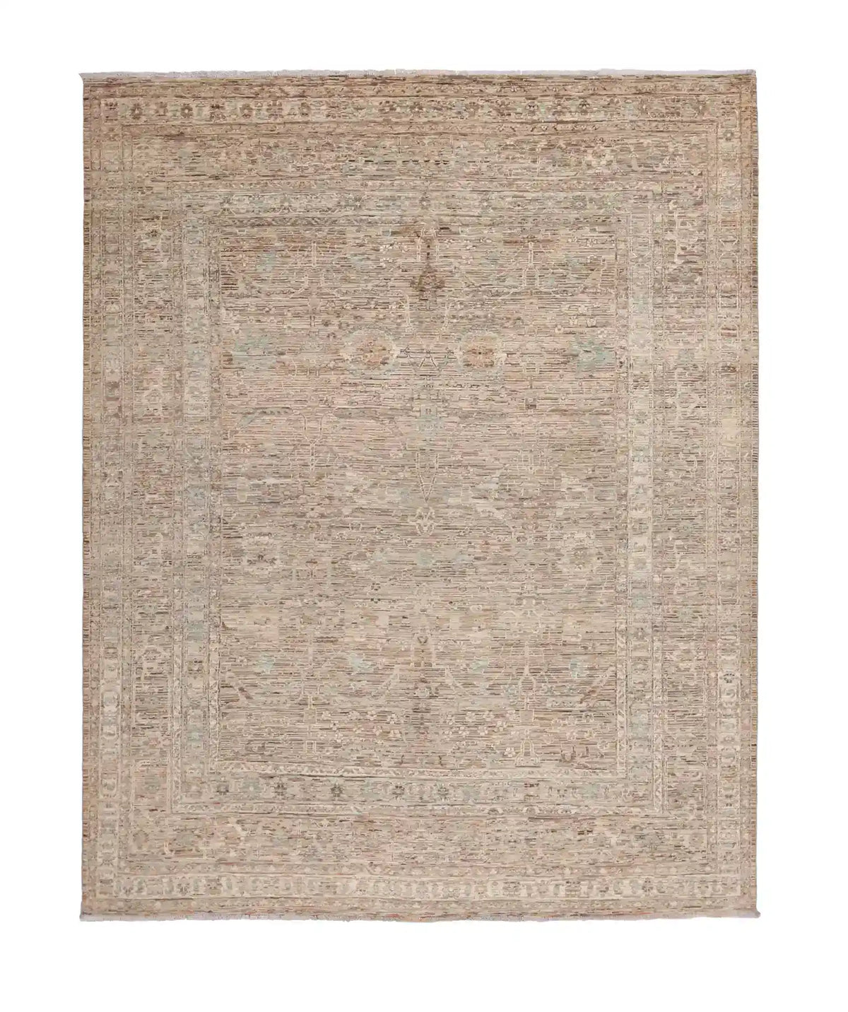 Pink-Beige Afghan Rug with Fine Patterning, 295 × 248 cm, overall view.