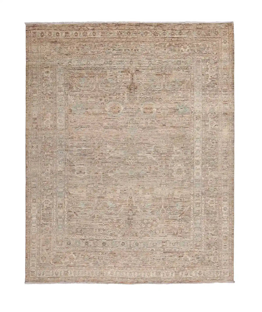 Pink-Beige Afghan Rug with Fine Patterning, 295 × 248 cm, overall view.