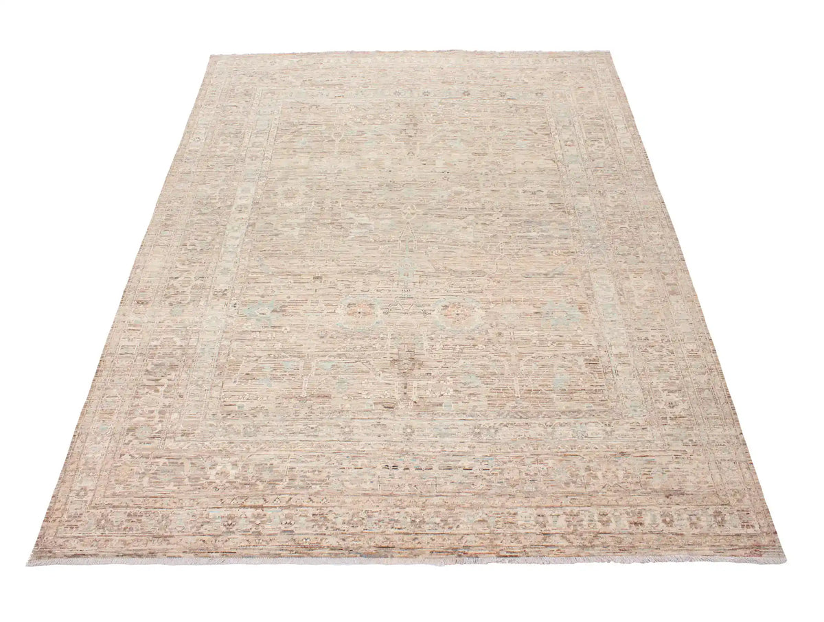 Pink-Beige Afghan Rug with Fine Patterning, 295 × 248 cm, view 2.