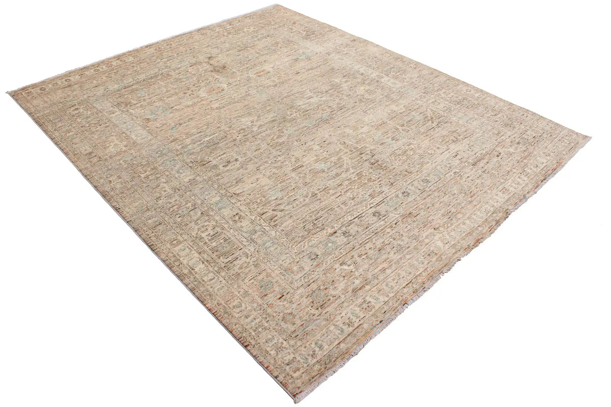Pink-Beige Afghan Rug with Fine Patterning, 295 × 248 cm, view 3.
