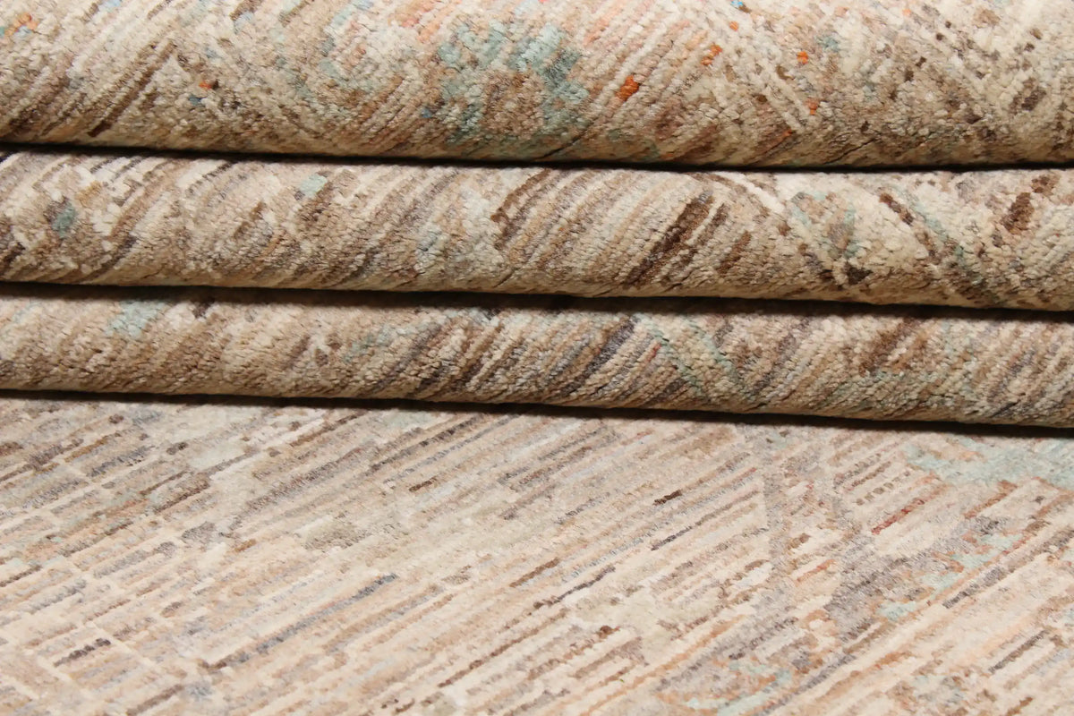 Pink-Beige Afghan Rug with Fine Patterning, 295 × 248 cm, view 7.