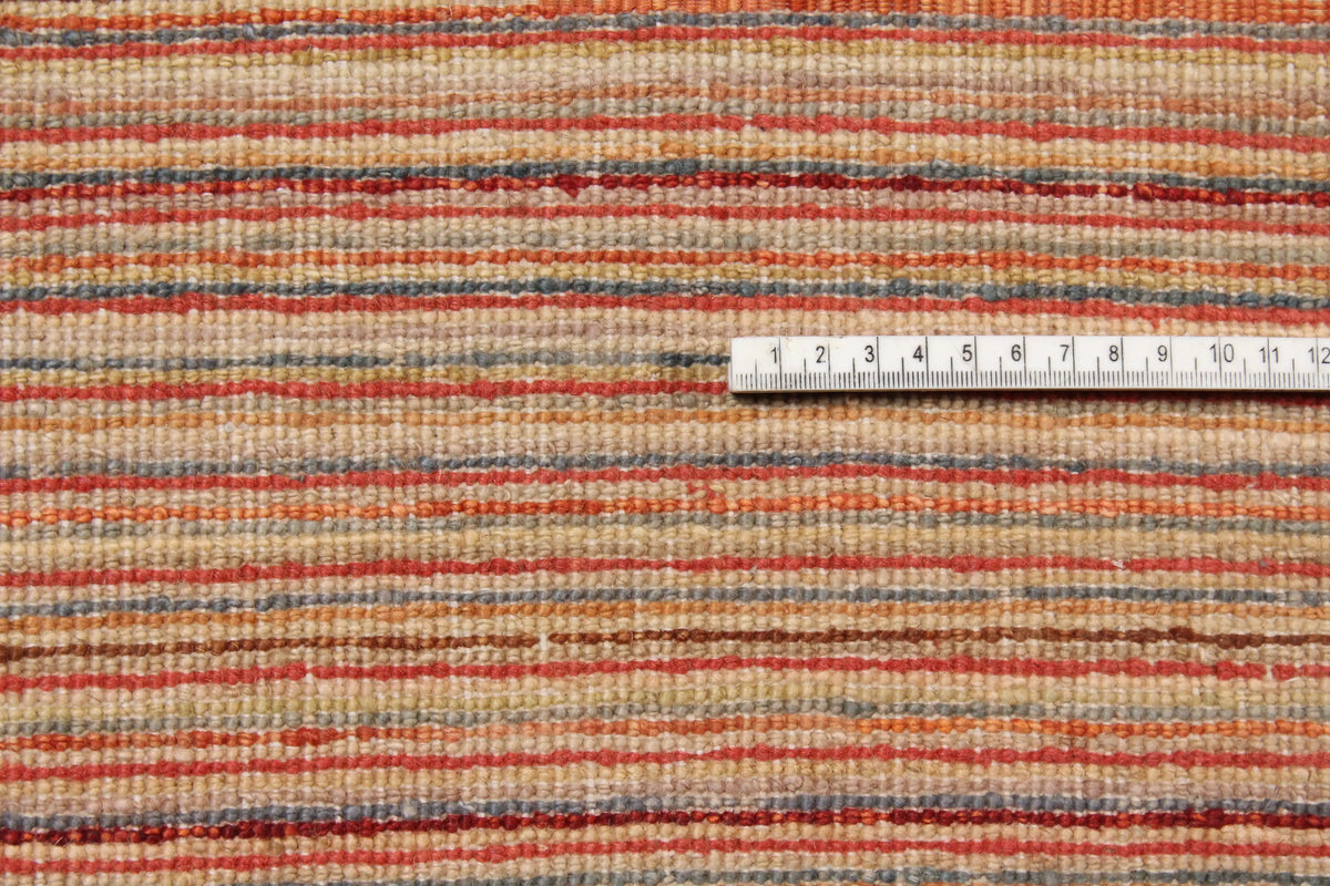 Wool Rug with Fine Pink & Beige Stripes, 409 × 305 cm, view 7.