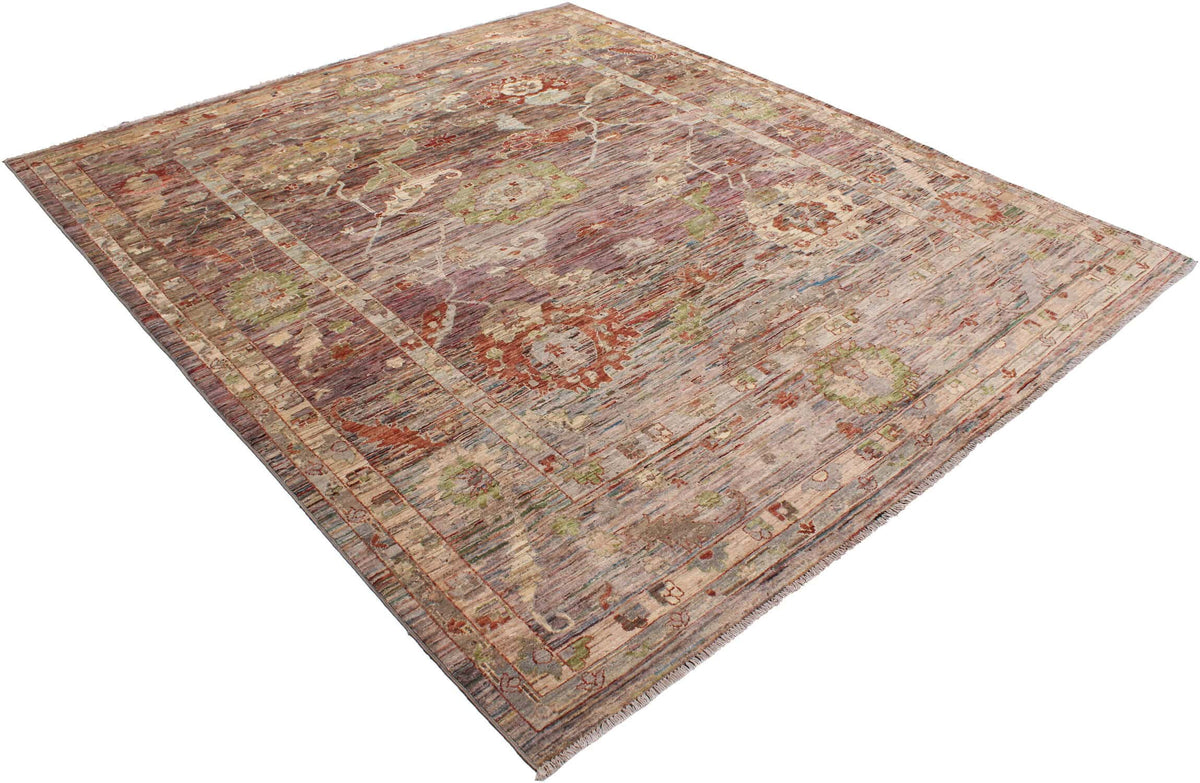 Brown & Green Floral Afghan Rug, 300 × 260 cm, view 6.